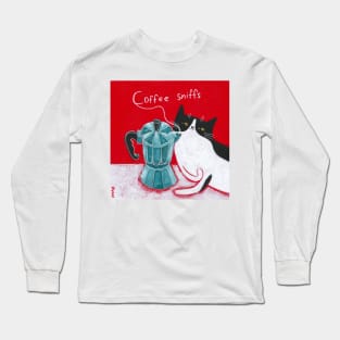 Kitty Doing The Coffee Sniffs Long Sleeve T-Shirt